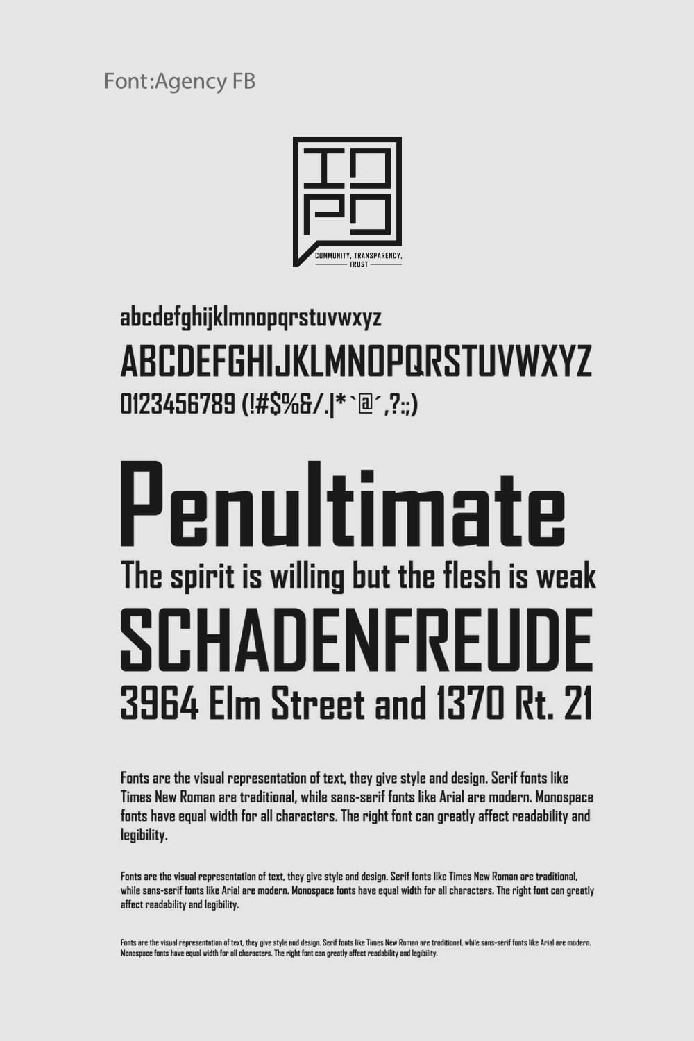Agency Fb Font