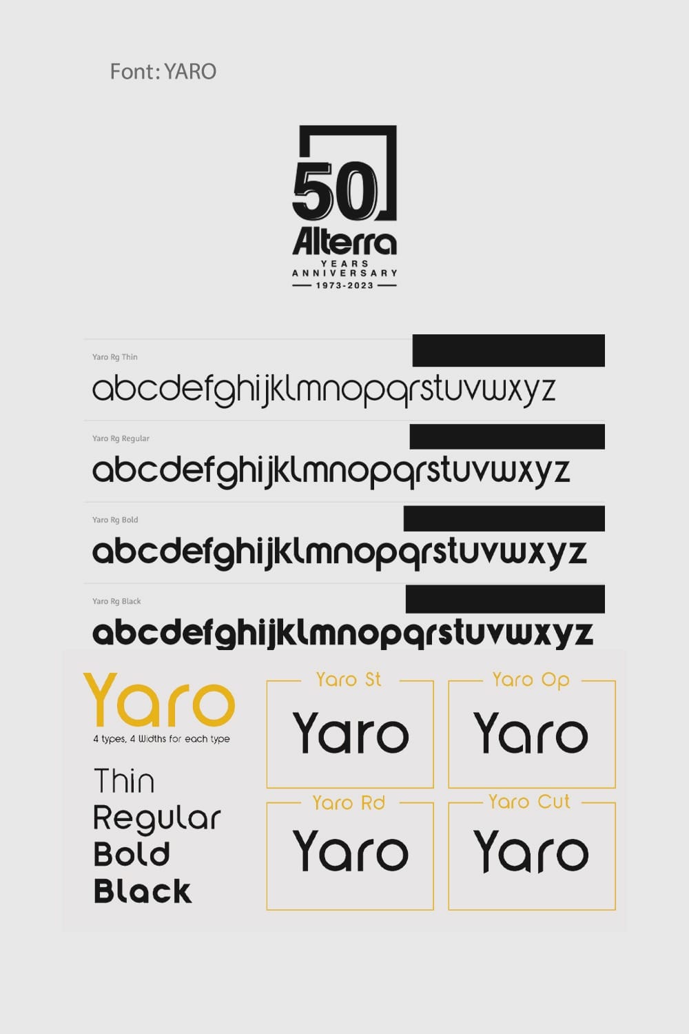 Font YARO used in Alterra Logo